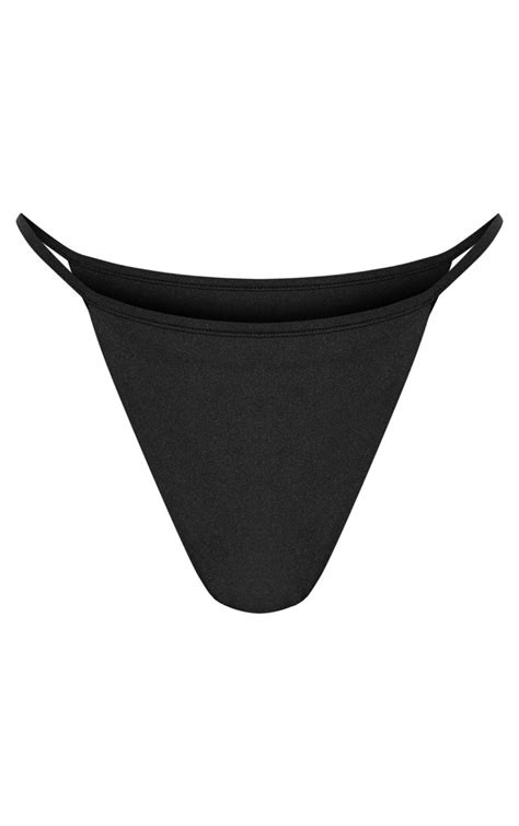 Black Tanga Strap Bikini Bottom Swimwear Prettylittlething Usa