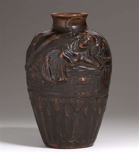 Weller L Art Nouveau Clewell Copper Clad Egyptian Revival Vase C S