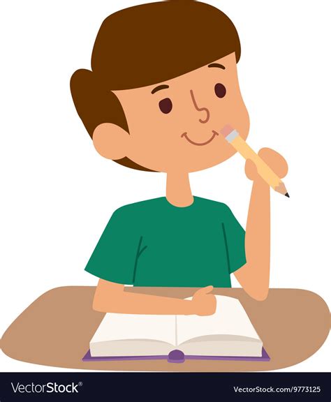 School Boy Learning Royalty Free Vector Image Vectorstock