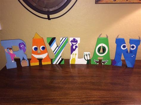 Monsters Inc Hand Painted Wooden Lettersmonster Inc Etsy Painting