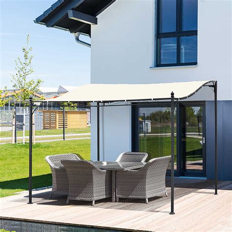 Outsunny 3 X 3m Wall Mounted Awning Free Stand Canopy Shade Garden