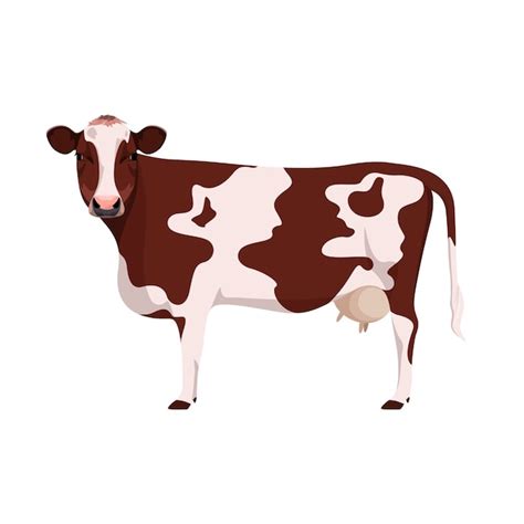 Vaca sobre un fondo blanco diseño de dibujos animados Vector Premium