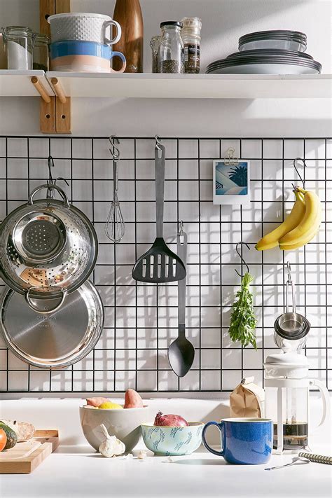 Wire Wall Square Grid Kitchen Wall Storage Kitchen Utensil Storage