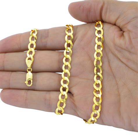 Solid 14k Yellow Gold 15mm 12mm Curb Chain Cuban Link Necklace