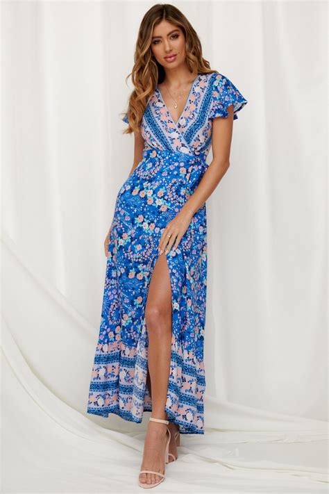 Focusnorm Womens Floral Maxi Dresses Boho Summer Beach Dress Short