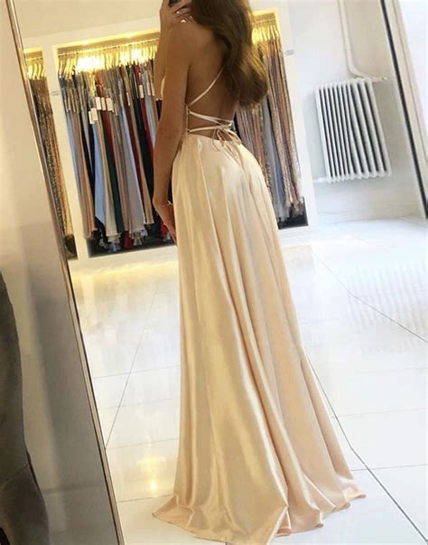 champagne satin long prom dress champagne formal dress · of girl · online store powered by storenvy