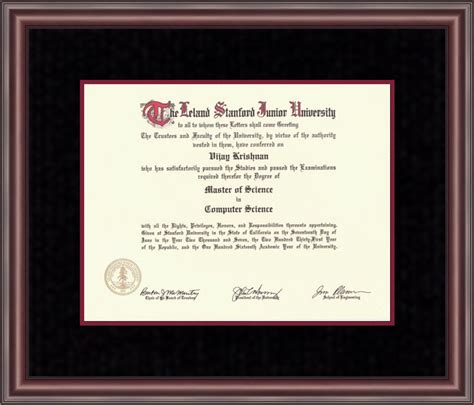 Stanford University Diploma Frame Campus Degree Certificate Framing
