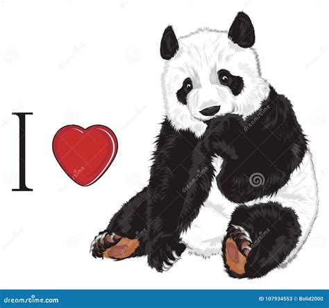I Love Panda Stock Illustration Illustration Of Bamboo 107934553