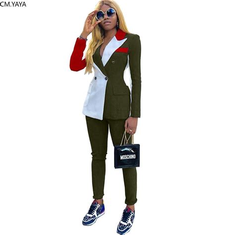 autumn winter tracksuit notched full sleeve blazers pants suit two piece casual fashion outfit