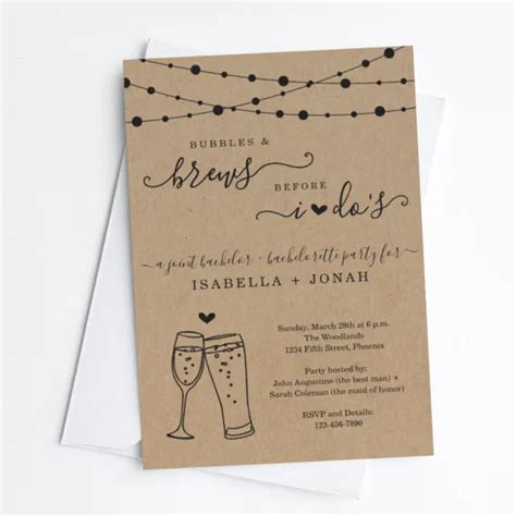 Joint Bachelor And Bachelorette Party Bubbles And Brew Invitation Zazzle