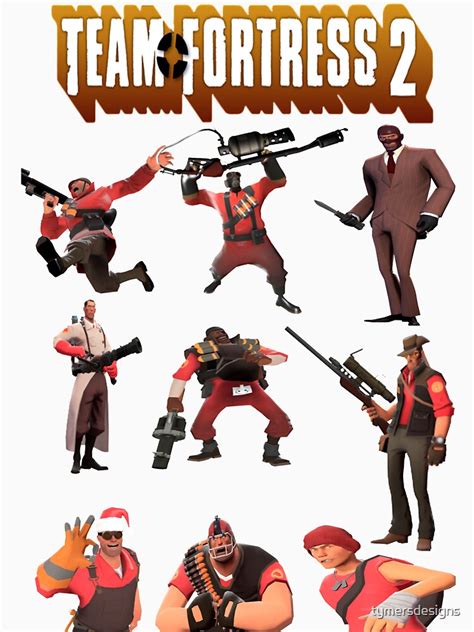 Team Fortress 2 All Characters Classes With Tf2 Logo T Shirt By
