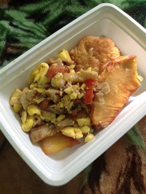 (tax and gratuity not included) Mmmmm! Island flavor ackee n salt fish wit fry breadfruit ...