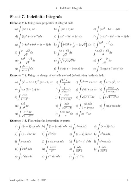 Convergent and divergent series (iii). Sheet 7. Indefinite Integrals | Mathematical Analysis | Calculus