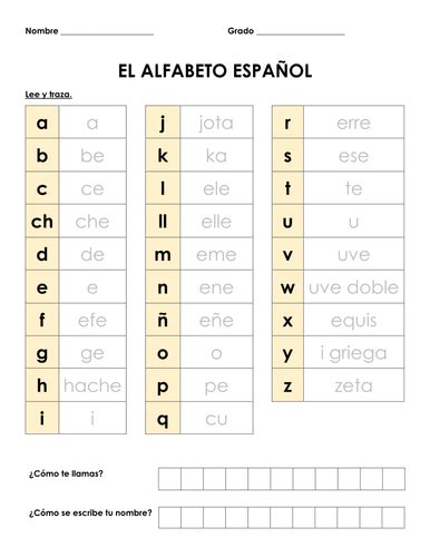 Spanish Alphabet Practice Worksheet Pdf Letter