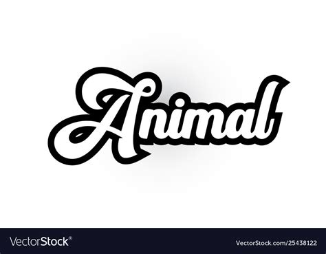 Black And White Animal Hand Written Word Text Vector Image