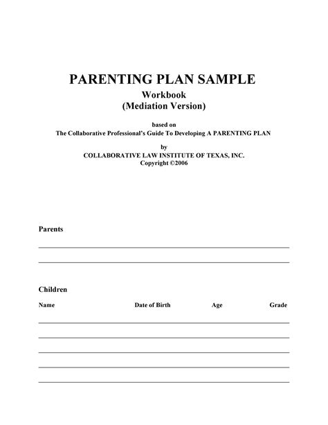 49 FREE Parenting Plan & Custody Agreement Templates ᐅ ...