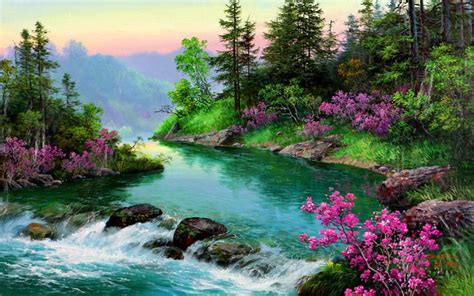 River In Spring Wallpapers Wallpaper Cave
