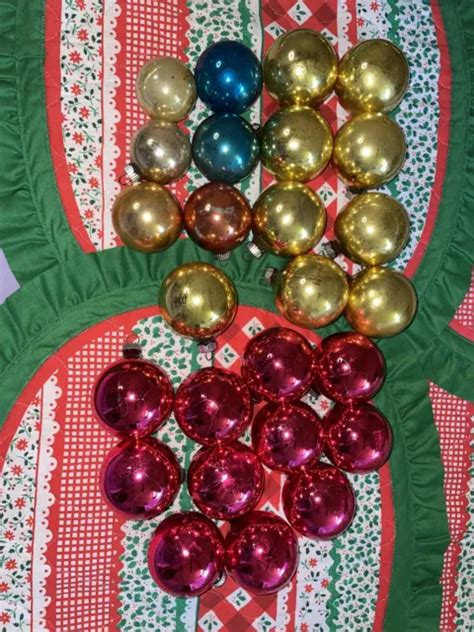 Vintage Lot Of Gold Pink Blue Mercury Glass Christmas Ornaments