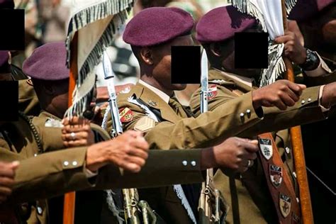 South African Special Forces Brigade With Ceremonial Bayonets On Their