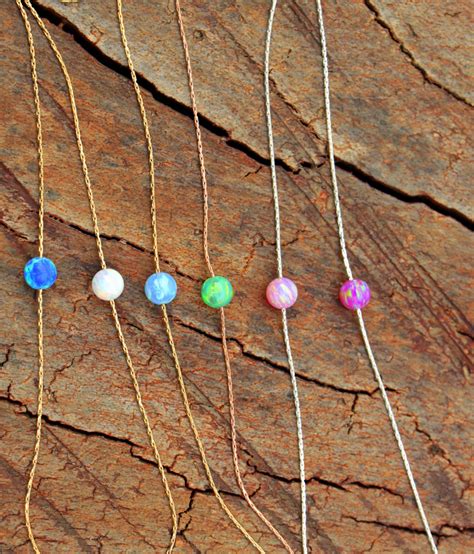 Ball Bead Opal Necklace Small Opal Jewelry Dainty Floating Etsy In