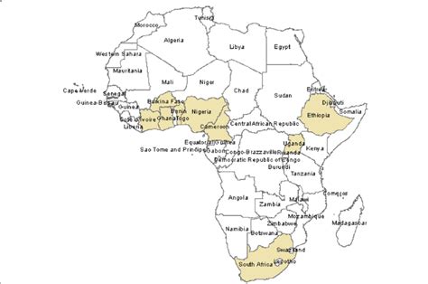 Map Of Africa Indicating The Regions Where The Included Studies Were