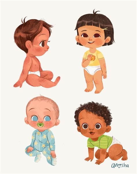 Babies On Behance Baby Cartoon Drawing Baby Sketch Illustration