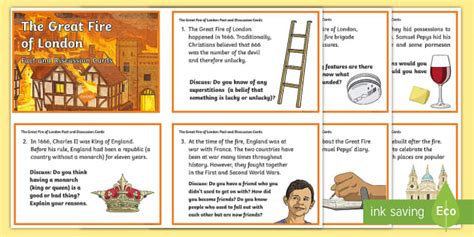 Ks2 The Great Fire Of London Fact And Discussion Cards