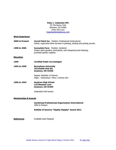 Resume Format For High School Students Resume Format Student Resume