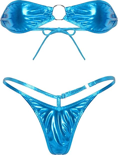 inlzdz sexy damen bikini set metallic micro mini bh mit g string tanga hot sex picture