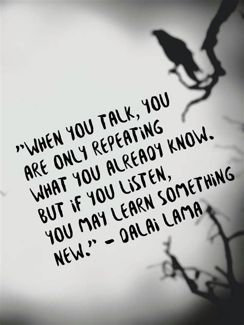 When You Talk You Are Only Repeating What You Already Know But If You Listen You May Learn