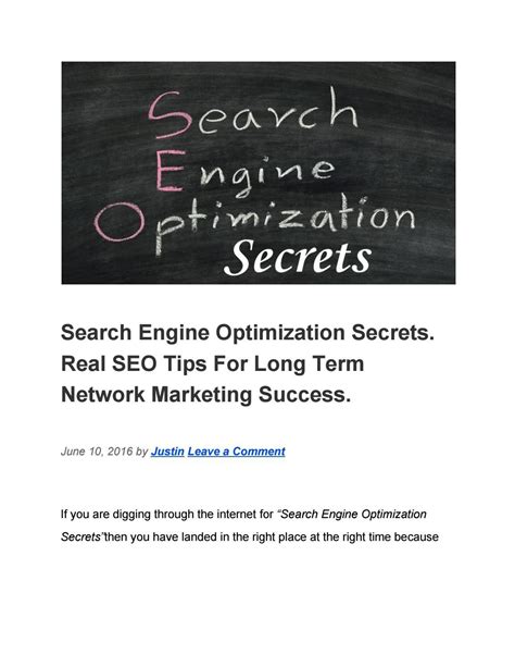 Search Engine Optimization Secrets Real Seo Tips For Long Term Network