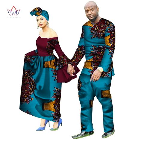 Africa Style Couples Clothing For Sweet Lovers 2019 Bazin Long Women