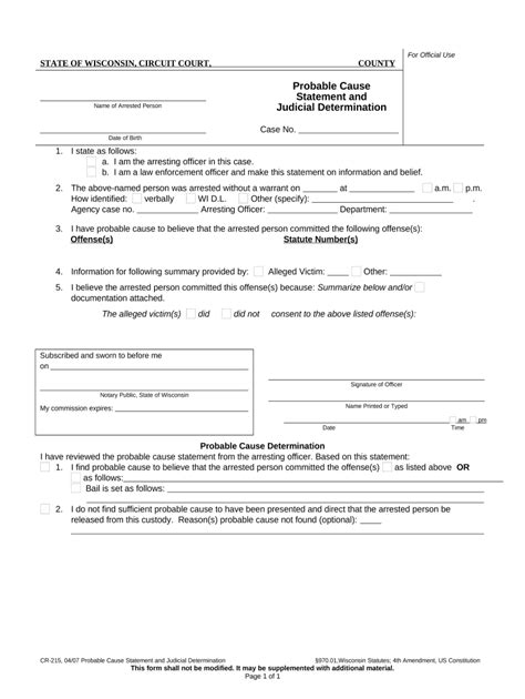 Probable Cause Form Fill Out And Sign Printable Pdf Template Signnow