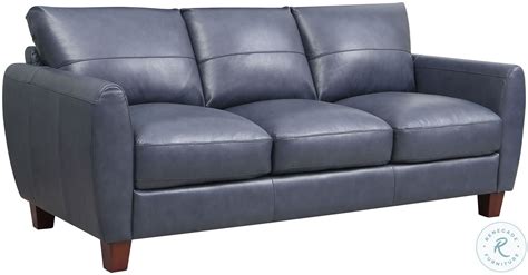 Georgetowne Traverse Blue Leather Sofa 1669