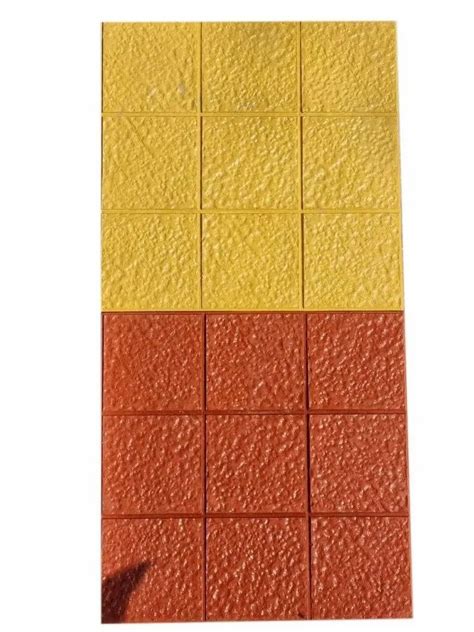 Yellow And Red Color Coated 25mm Chequered Cement Parking Tile For