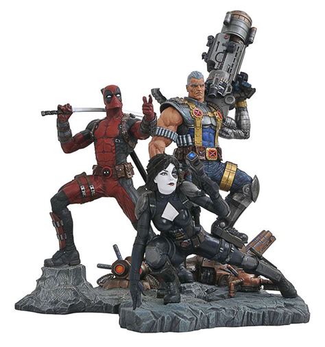 Marvel Premier Collection Cable Domino And Deadpool Statue By Dst