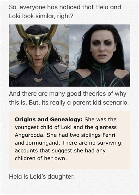 Hela Is Loki’s Daughter Loki Marvel Dc Tom Hiddleston Loki