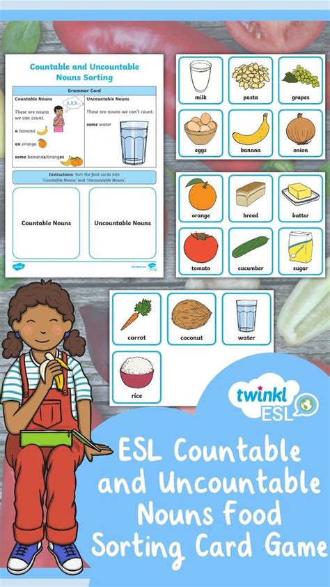 Esl Countable And Uncountable Nouns Food Sorting Card Game In 2023