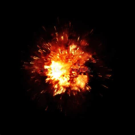 A Detailed Fire Explosion On Black Background Stock Illustration
