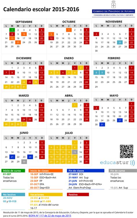 Ampa Ies La ErÍa Calendario Académico Curso 2015 2016