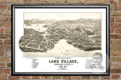 Old Map Of Lake Village Nh From 1883 Vintage New Hampshire Historic