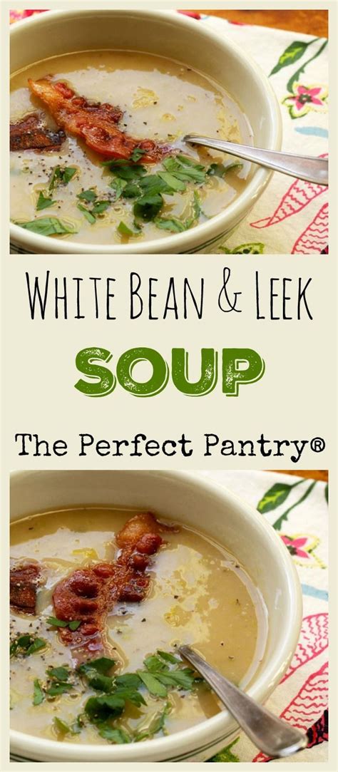 With a slotted spoon, transfer the bacon to a plate or cutting board lined with paper towels to drain. A simple white bean and leek soup that's perfect on a ...