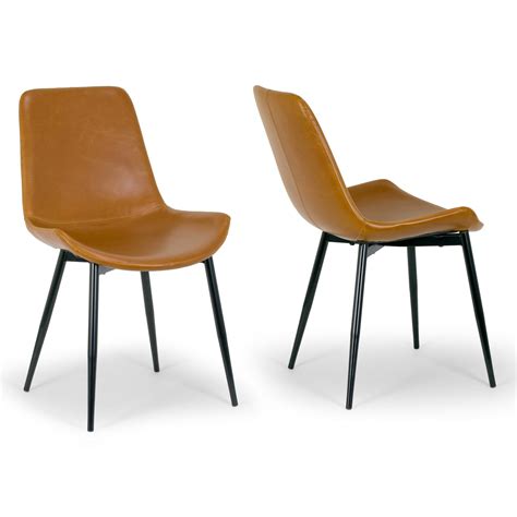 Modern leather chair with free delivery. Set of 2 Alary Caramel Brown Faux Leather Modern Dining ...