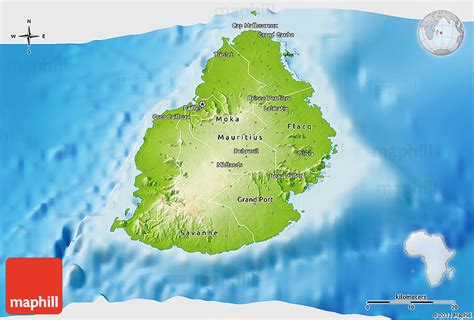 Physical 3d Map Of Mauritius