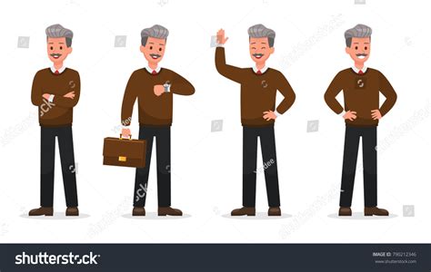 Businessman Doing Different Gestures Character Vector Stock Vector