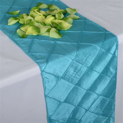 Turquoise 12 Inch X 108 Inch Pintuck Satin Table Runner Bbcrafts