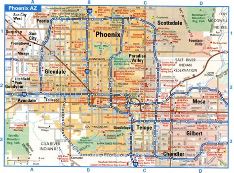 Phoenix City Interstate Highway Map Road Free Toll I10 I17 Us