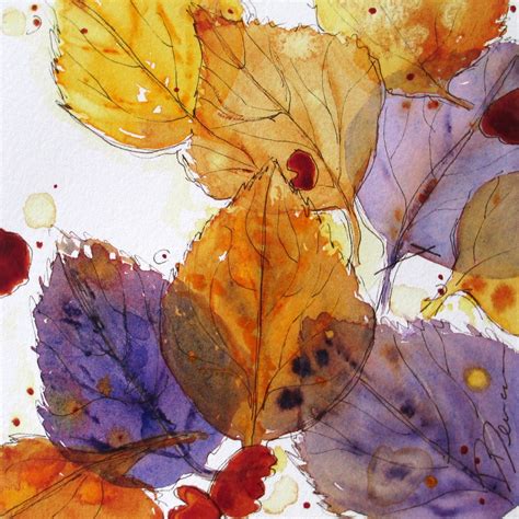 Autumn Leaves Watercolor Sketch By Dawndermanart On Etsy