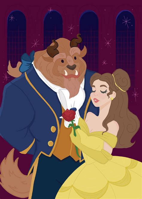 Decorative And Colorful Illustration Of Beauty And The Beast Created