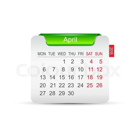 Calendar April 2015 Vector Illustration Stock Vector Colourbox